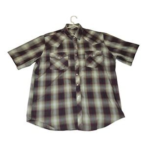 Saddlebrook Westernwear Pearl Snap XL Men's Purple Plaid Short Sleeve VTG